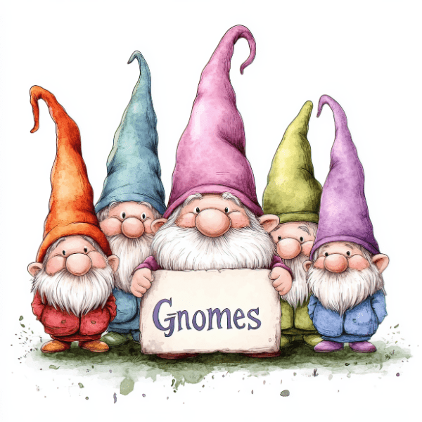 Charming and whimsical gnome clipart perfect for adding a magical touch from Juella Consuella Designs.