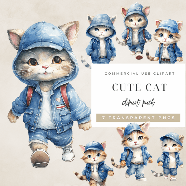 Cute cat clipart pack