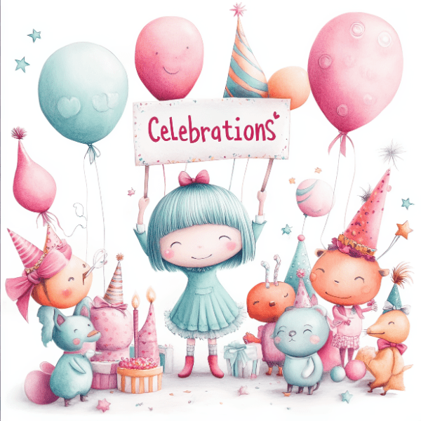 Fun and whimsical clipart for all types of celebrations and parties by Juella Consuella Designs.